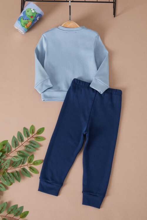 Mavi Little Dinozor Baskılı Erkek Bebek Takımı 17404