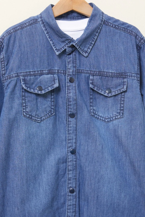 Lacivert Logolu Tişörtlü Jean Gömlekli Erkek Çocuk 2li Takım 17718