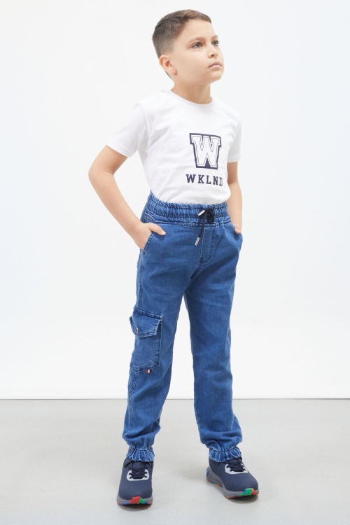 Mavi Şerit Kargo Cepli Erkek Çocuk Jean Pantolon 17966