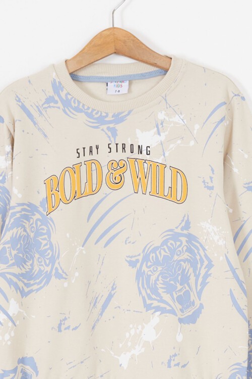 Mavi Wild Kaplan Baskılı Erkek Çocuk Eşofman Takımı 17428