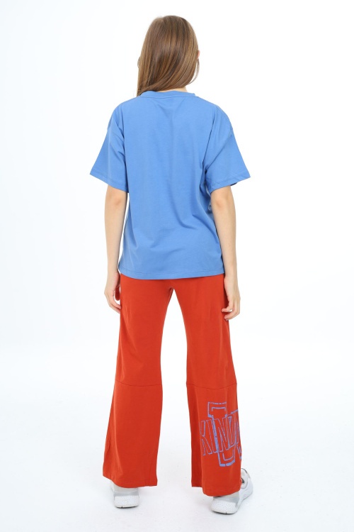 Mavi Yazı Baskılı Kız Çocuk Takım 17901