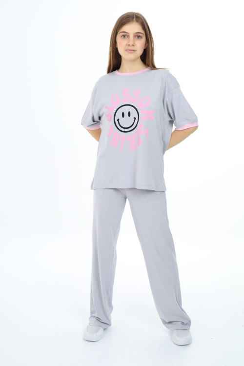 Mint Blossom Yazı Baskılı Kız Çocuk Takım 17828