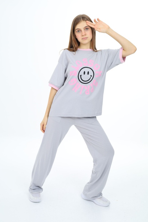 Mint Blossom Yazı Baskılı Kız Çocuk Takım 17828