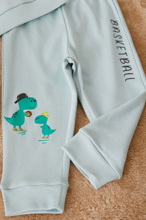 Mint Dinozor Baskılı Basketball Yazılı Erkek Bebek Takım 17541