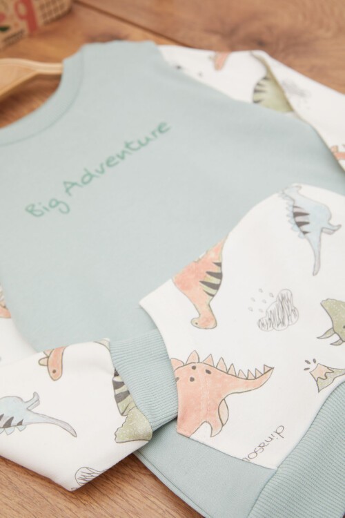 Mint Erkek Bebek Hayvan Desenli Kanguru Cepli Eşofman Takımı 17383