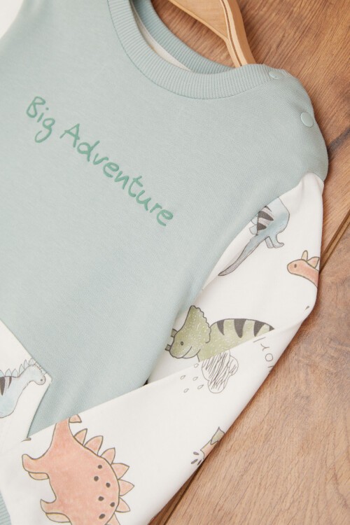 Mint Erkek Bebek Hayvan Desenli Kanguru Cepli Eşofman Takımı 17383