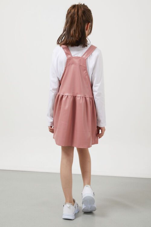 Pembe Askılı Kız Çocuk Suni Deri Salopet 17646