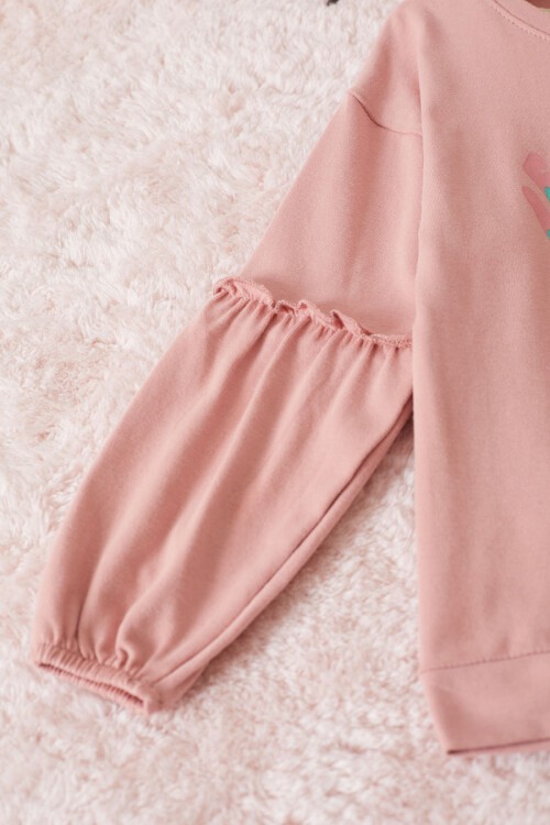 Pembe Çiçek Baskılı Pullu Kız Bebek Takım 17470