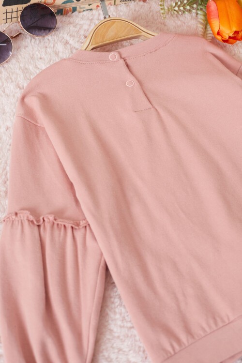 Pembe Çiçek Baskılı Pullu Kız Bebek Takım 17470