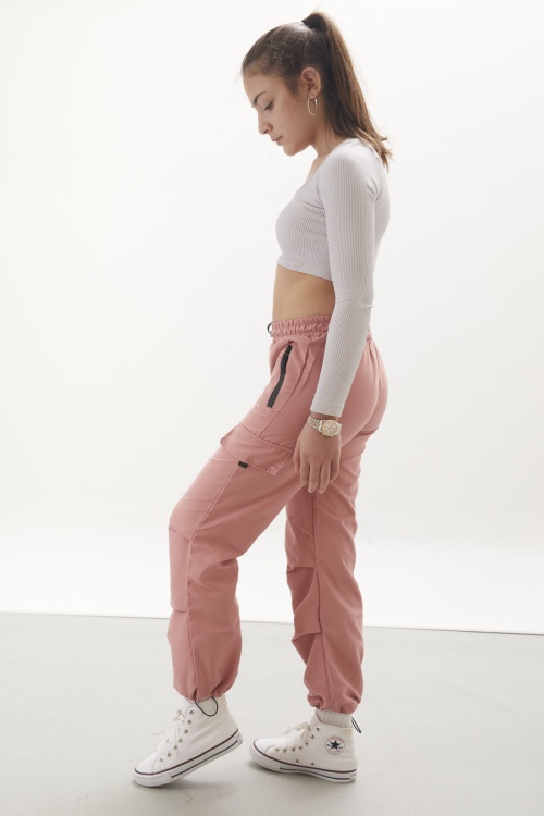 Pembe Fermuar Cepli Kız Çocuk Paraşüt Pantolon 18063