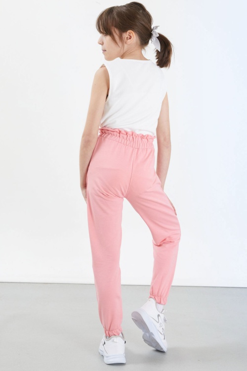 Pembe Have a Good Time Yazılı Düğme Detaylı Kız Eşofman Altı 17675