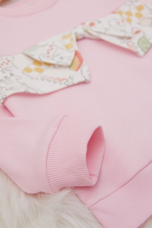Pembe Hayvan Desenli Fiyonklu Kız Bebek Takım 17406