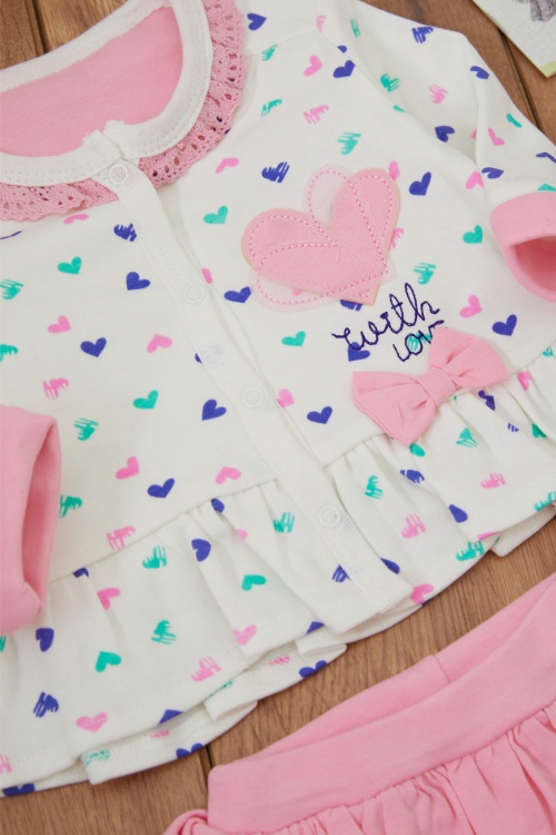 Pembe Kalp Desenli 8li Bebek Hastane Çıkışı Seti 16923