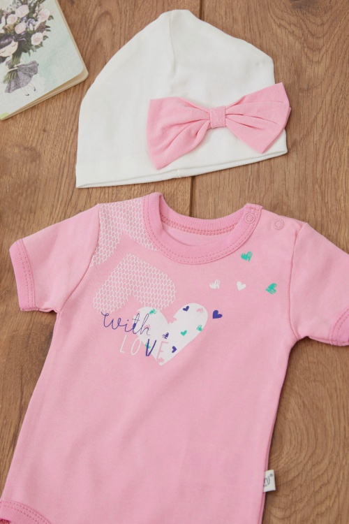 Pembe Kalp Desenli 8li Bebek Hastane Çıkışı Seti 16923