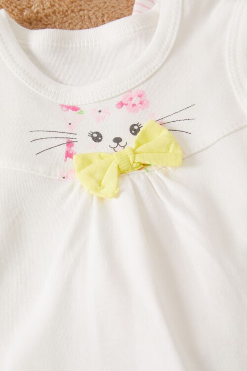 Pembe Kalp Nakışlı Kız Bebek Badili Tulum Takımı 17512