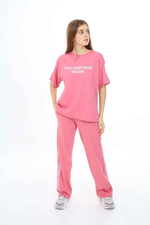 Pembe Kaplan Desenli Kız Çocuk Takım 17908