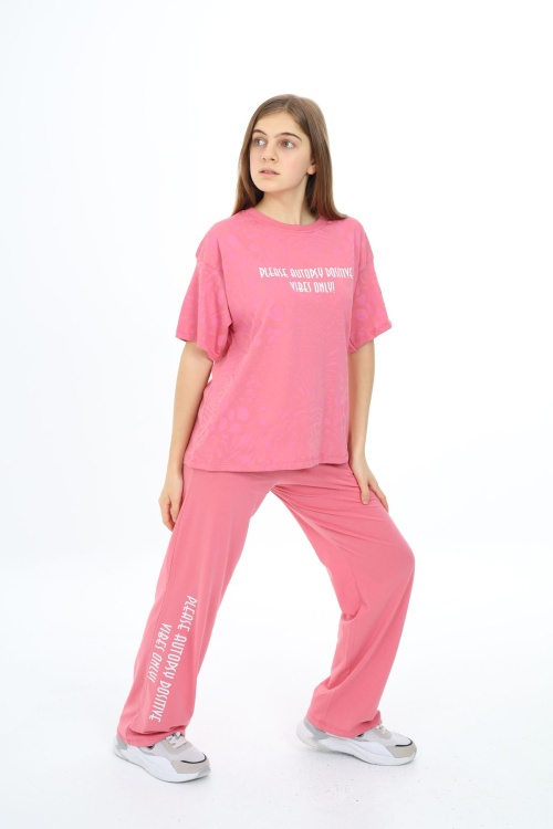 Pembe Kaplan Desenli Kız Çocuk Takım 17908