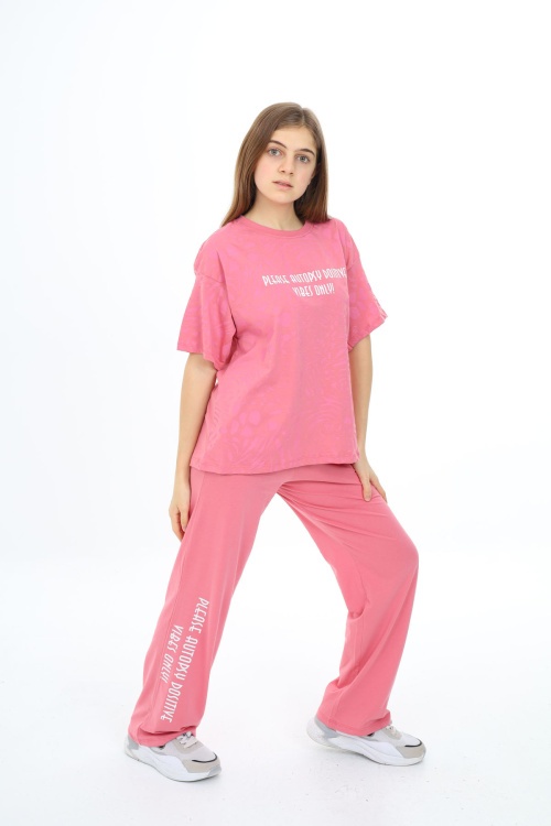 Pembe Kaplan Desenli Kız Çocuk Takım 17908