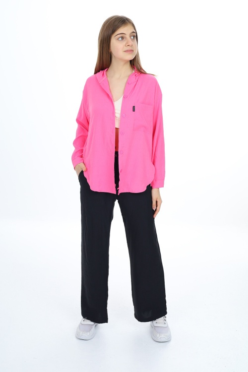 Pembe Kız Çocuk Kapüşonlu Gömlekli Takım 17963