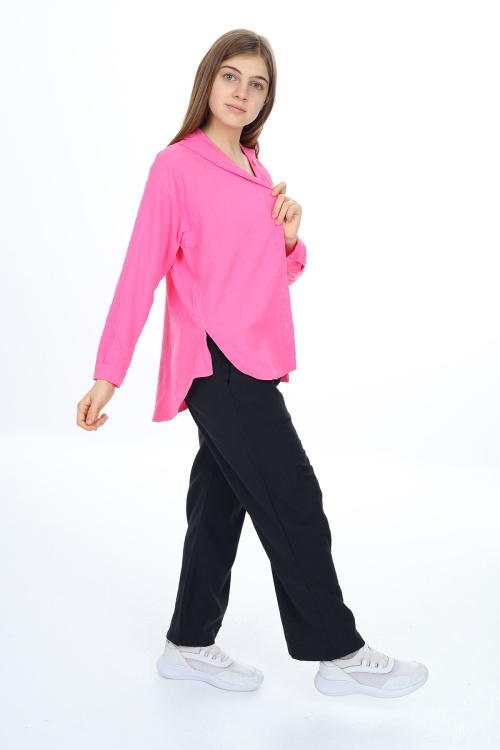 Pembe Kız Çocuk Kapüşonlu Gömlekli Takım 17963