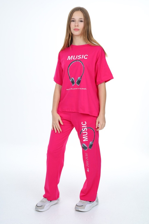 Pembe Music Yazı Baskılı Kız Çocuk Takım 17895