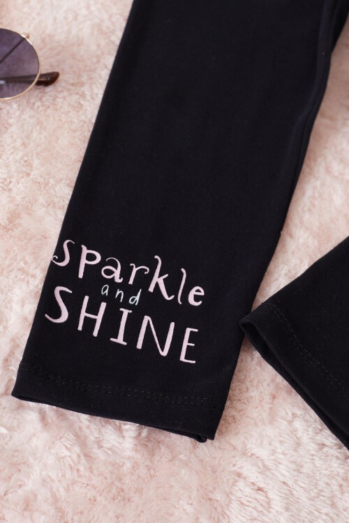 Pembe Shine Yazılı Payetli Kız Çocuk Taytlı Takım 17465