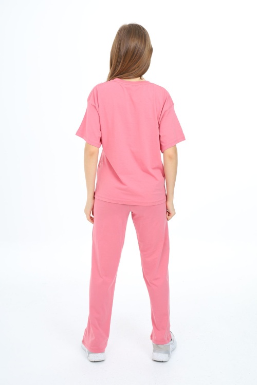 Pembe You Yazı Baskılı Kız Çocuk Takım 17872