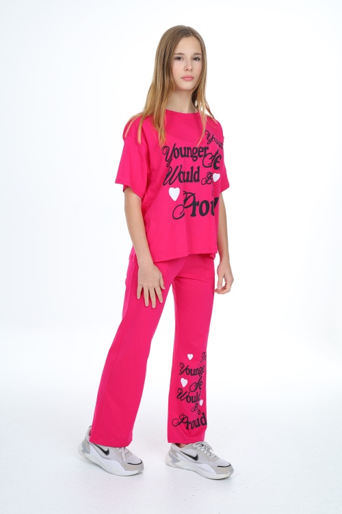 Pembe Younger Yazı Baskılı Kız Çocuk Takım 17853