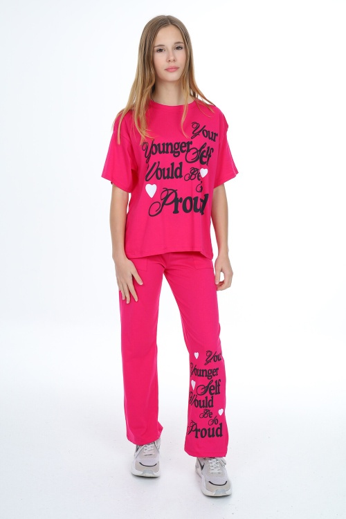 Pembe Younger Yazı Baskılı Kız Çocuk Takım 17853