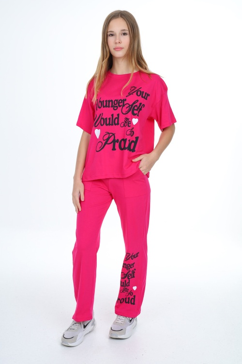 Pembe Younger Yazı Baskılı Kız Çocuk Takım 17853