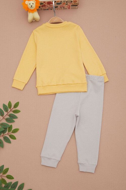 Sarı Aslan Baskılı Yazılı Erkek Bebek Takımı 17396