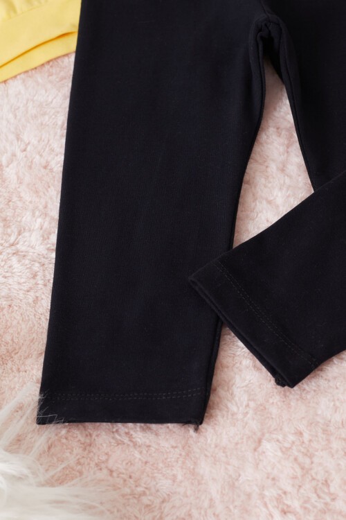 Sarı Çiçek Baskılı Pullu Kız Bebek Takım 17468