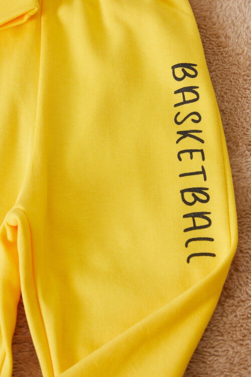 Sarı Dinozor Baskılı Basketball Yazılı Erkek Bebek Takım 17540