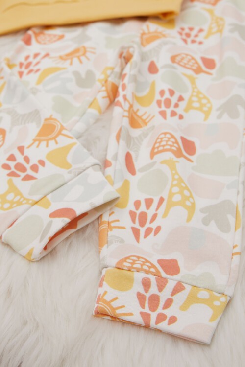 Sarı Güneş Baskılı Kız Bebek Takımı 17411