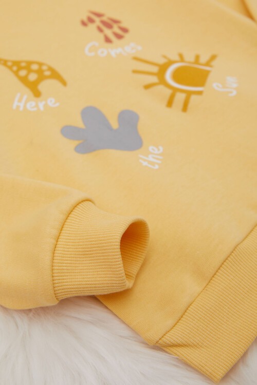 Sarı Güneş Baskılı Kız Bebek Takımı 17411