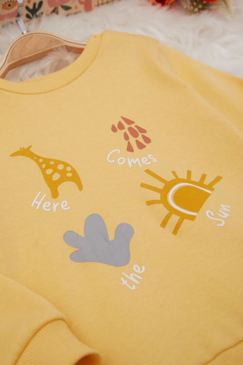 Sarı Güneş Baskılı Kız Bebek Takımı 17411