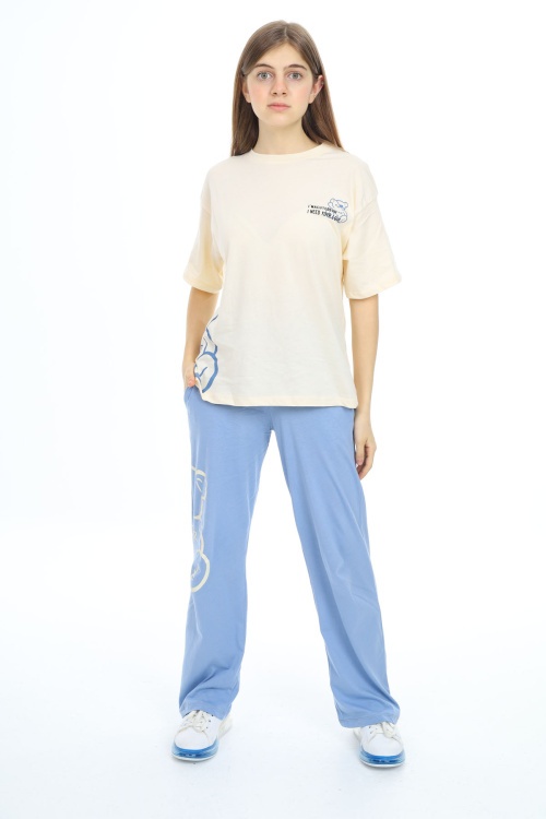 Sarı Karakter Baskılı Kız Çocuk Takım 17869