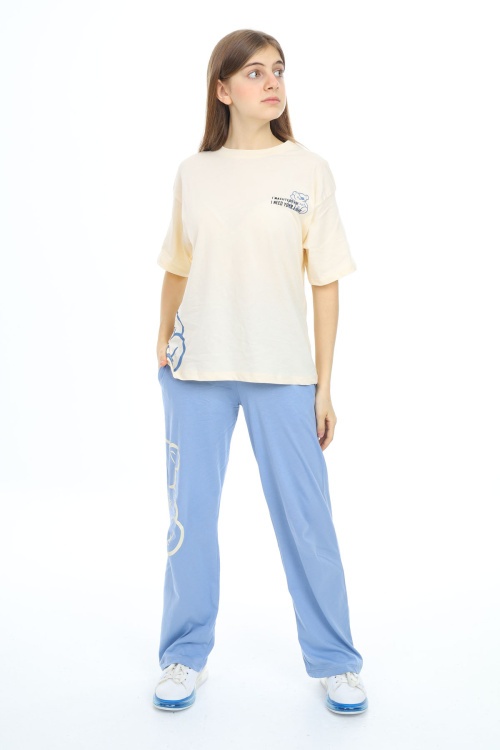 Sarı Karakter Baskılı Kız Çocuk Takım 17869