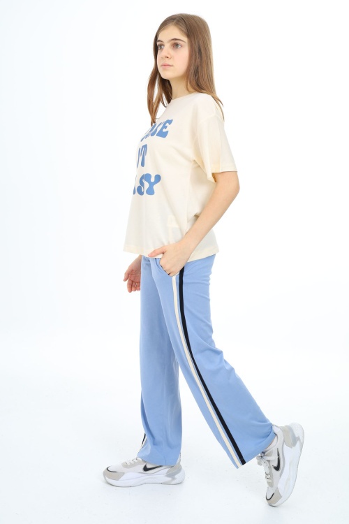 Sarı Yazı Baskılı Kısa Kollu Kız Çocuk Takım 17950