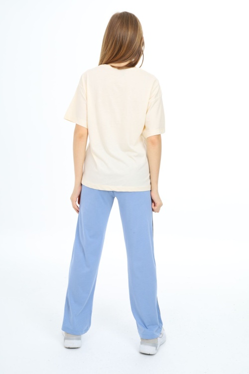 Sarı Yazı Baskılı Kısa Kollu Kız Çocuk Takım 17950