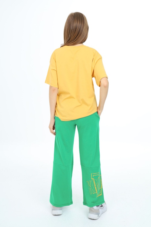 Sarı Yazı Baskılı Kız Çocuk Takım 17902