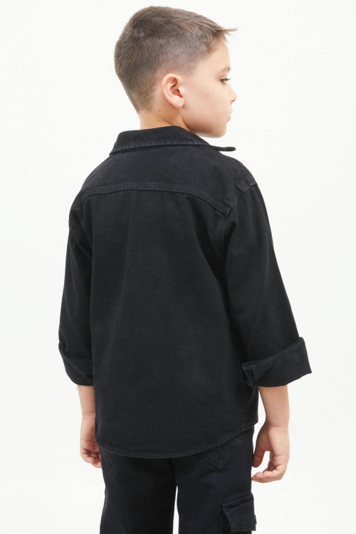 Siyah Armalı Kot Ceketli T-shirt Erkek Çocuk 2li Takım 17565