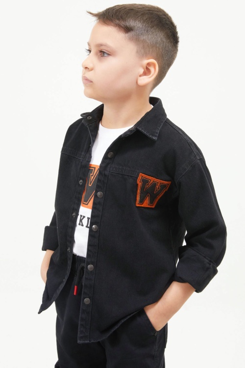 Siyah Armalı Kot Ceketli T-shirt Erkek Çocuk 2li Takım 17565