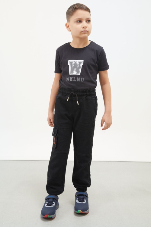 Siyah Baskılı Kargo Cepli Erkek Çocuk Jean Pantolon 17757