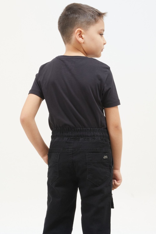 Siyah Baskılı Kargo Cepli Erkek Çocuk Jean Pantolon 17757