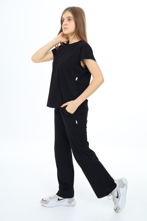 Siyah Cep Detaylı Kız Çocuk Takım 17921