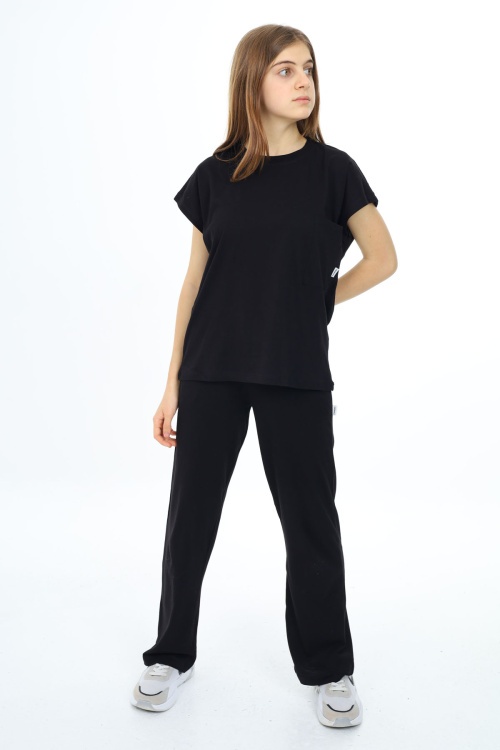 Siyah Cep Detaylı Kız Çocuk Takım 17921