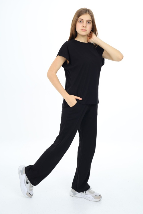 Siyah Cep Detaylı Kız Çocuk Takım 17921