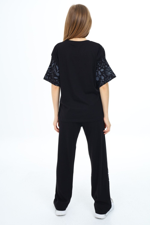 Siyah Kaplan Desenli Kız Çocuk Takım 17906