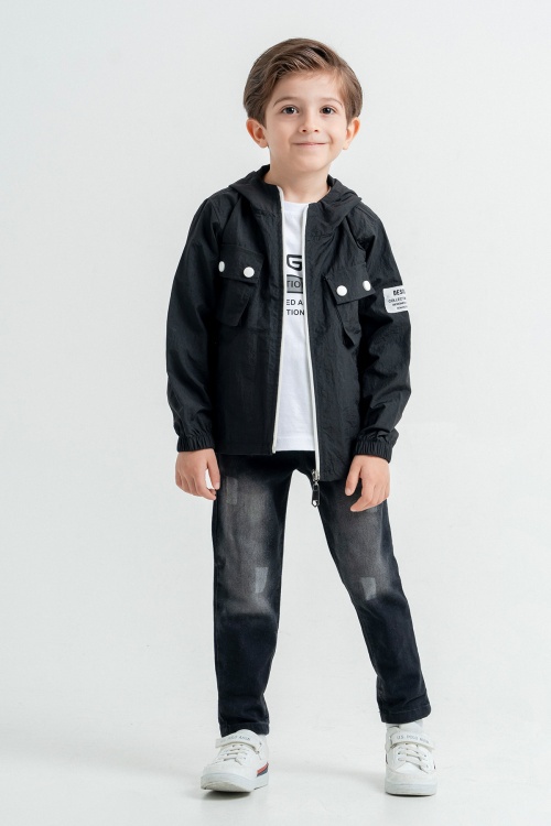 Siyah Kapüşonlu Ceketli Tişörtlü Erkek Çocuk 3lü Takım 17823
